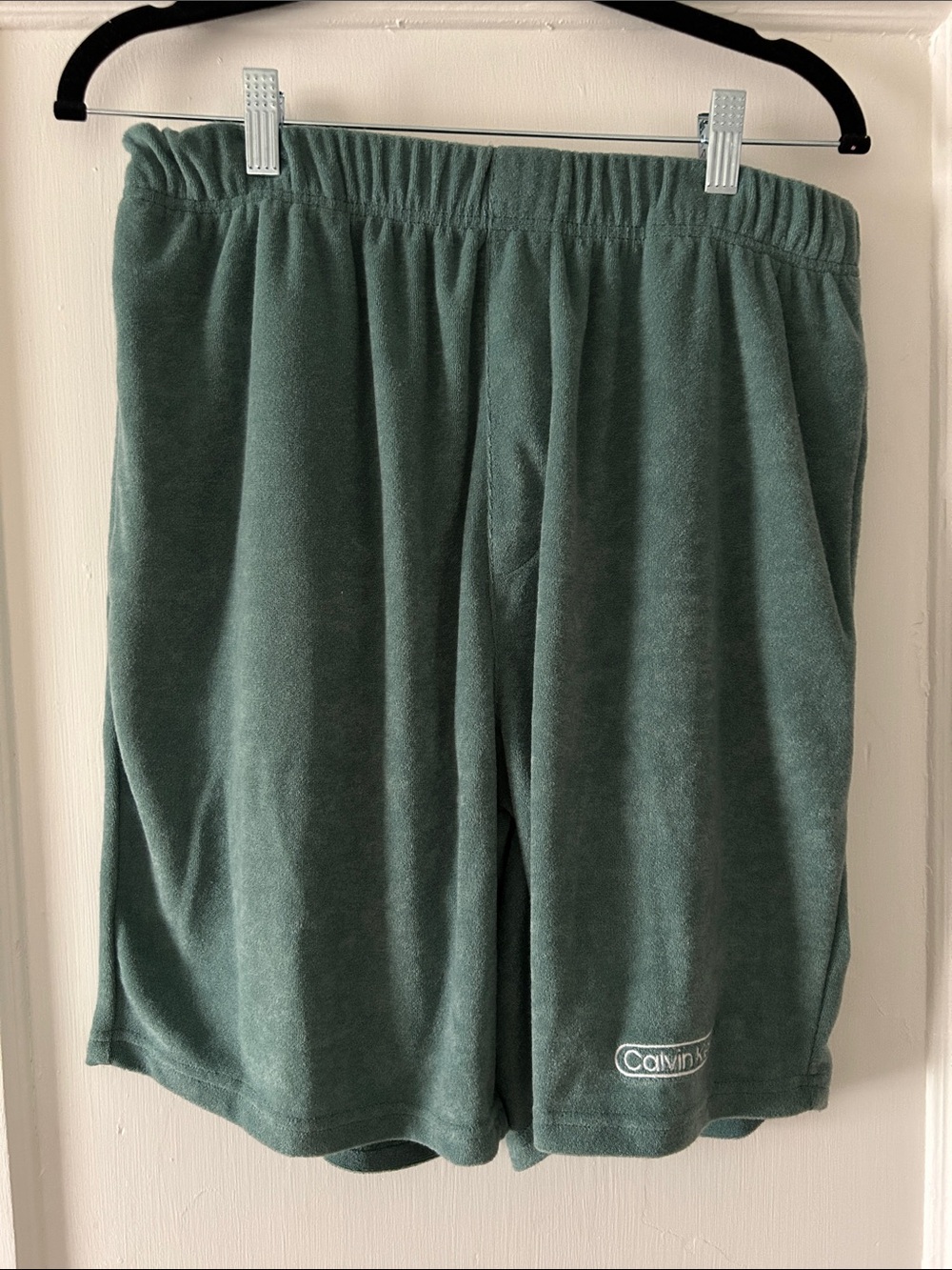 Calvin Klein Men's Forest Green Velour Athletic Shorts - Picture 1 of 3
